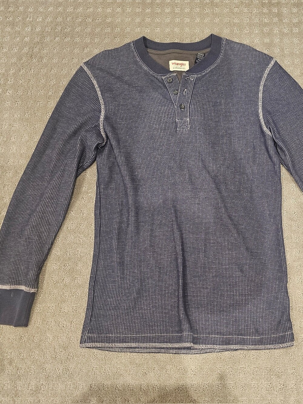 Wrangler Authentics Waffle Knit Navy Blue Shirt, Size S